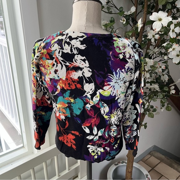 Joseph A. Abstract Floral Print Cardigan, Size L - Picture 3 of 11